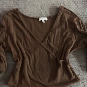 Better Be Chocolate Brown Wrap Blouse